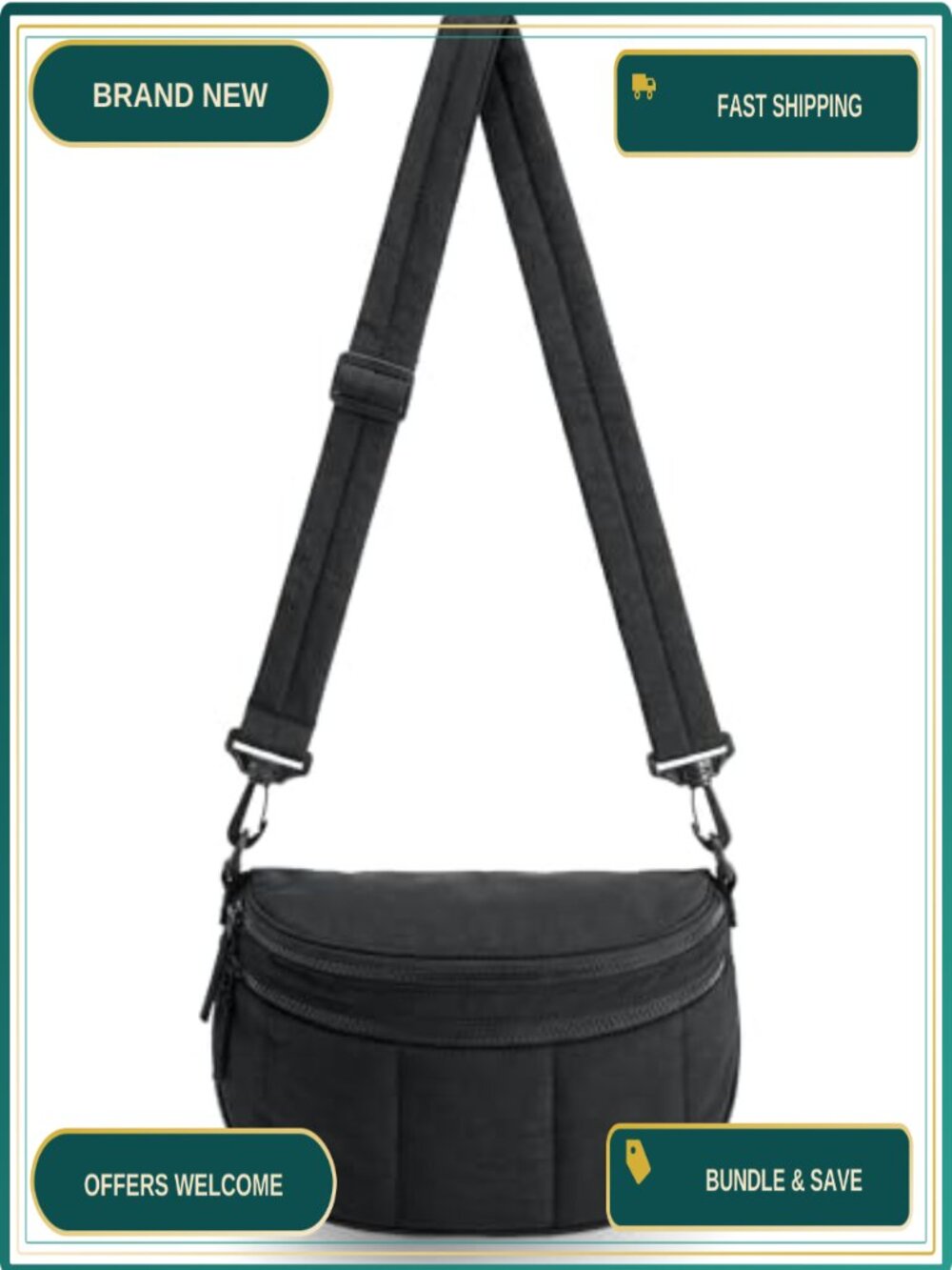 BAGSMART Puffer Crossbody Bag Lightweight Travel Purse Multi-Pocket Fanny Pack